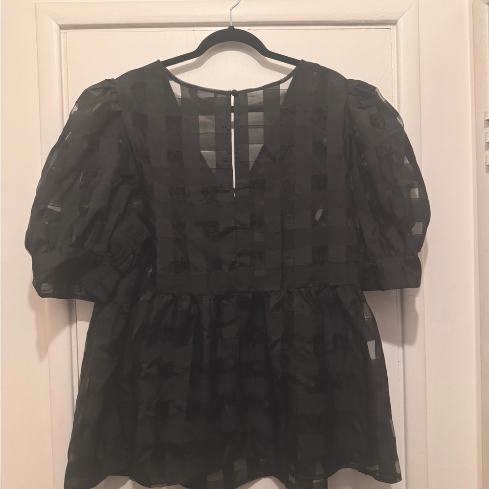 ASOS Black Puff Sleeve Babydoll Blouse